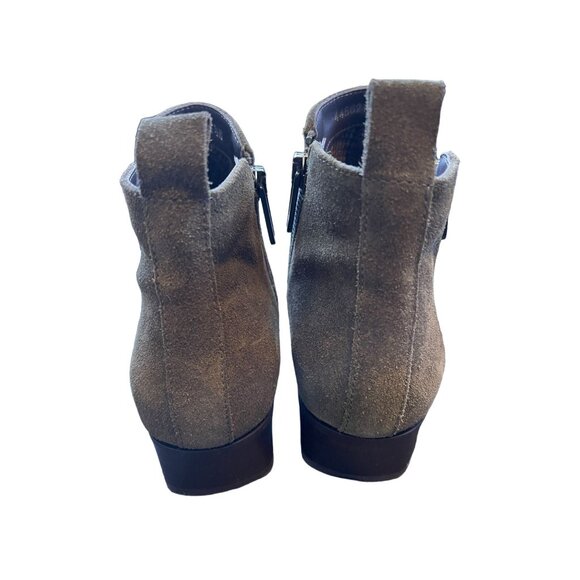 NEW Aquatalia 6.5 Fantina Dual Zip Boots Ankle Booties Olive Green Suede - Picture 4 of 8